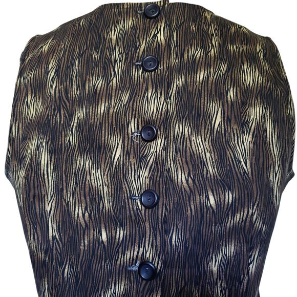 Vintage MHM Melissa Harper Womens Top Size 12 Wood Grain Back Button Goblin - Picture 7 of 10